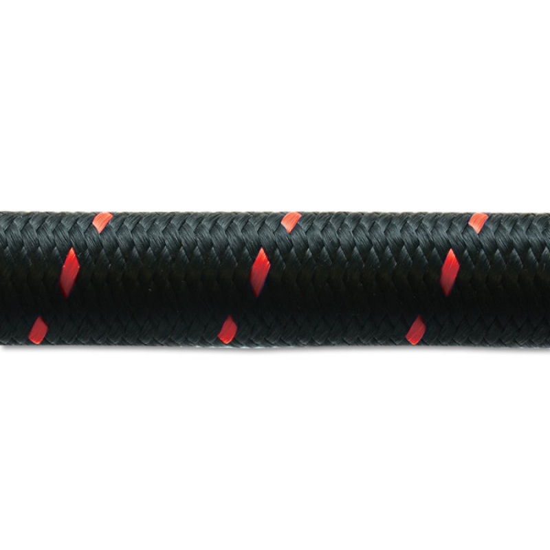 Vibrant -4 AN Two-Tone Black/Red Nylon Braided Flex Hose (20 foot roll)