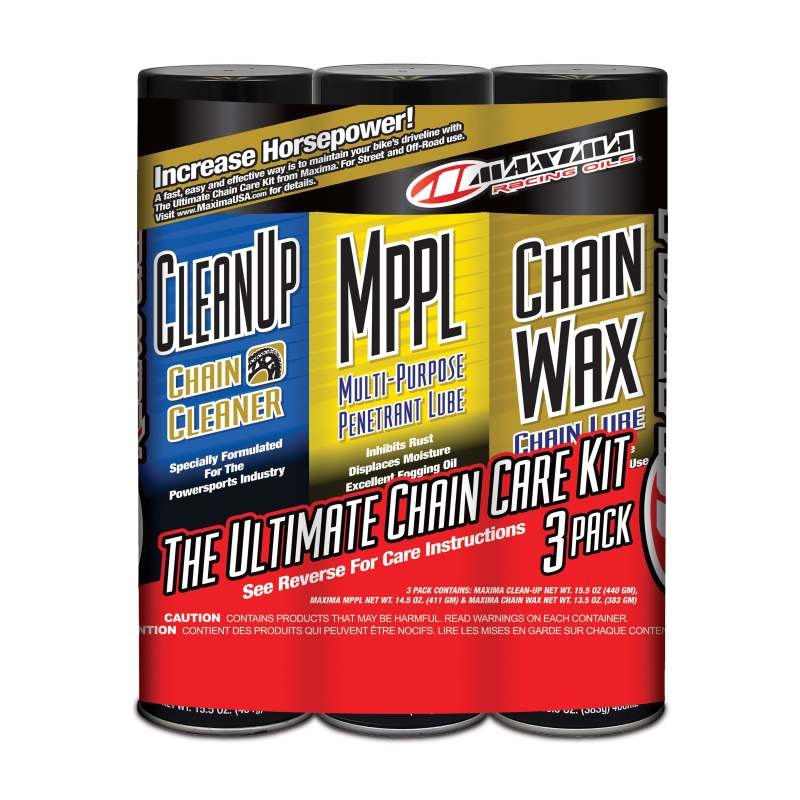 Maxima Chain Wax Ultimate Chain Care Combo Kit – 3-Pack (Aerosol)