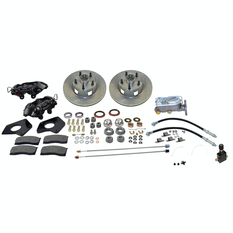 American Made Kelsey Hayes 4-Piston Direct Fit Front Drum to Disc Brake Conversion Kit W/Rotors (Non-Power). A153