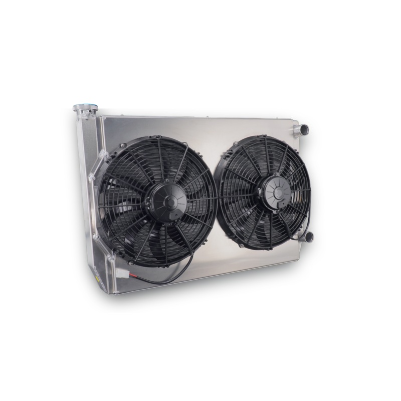 PWR – 55mm Universal Performance Radiator Module (PWR Open 28 x 19) W/ Dual 13 SPAL Fans, 1-1/2 Inlet and Outlet