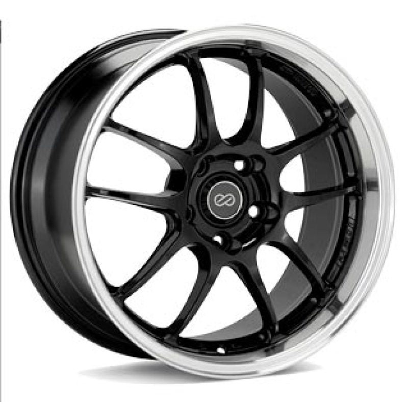 Enkei PF01SS 17×9 5×114.3 60mm Offset 75mm Bore Diameter Gloss Black w/ Machined Lip