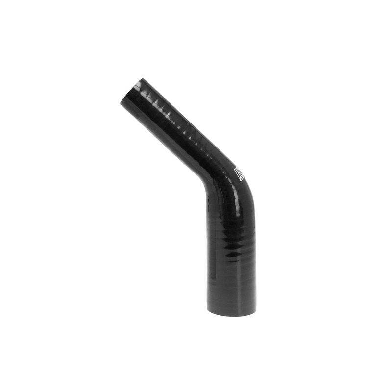 HPS 3/4″ – 1″ 4-ply Reinforced Silicone 45 Elbow Reducer Coupler | Universal (HTSER45-075-100-BLK)