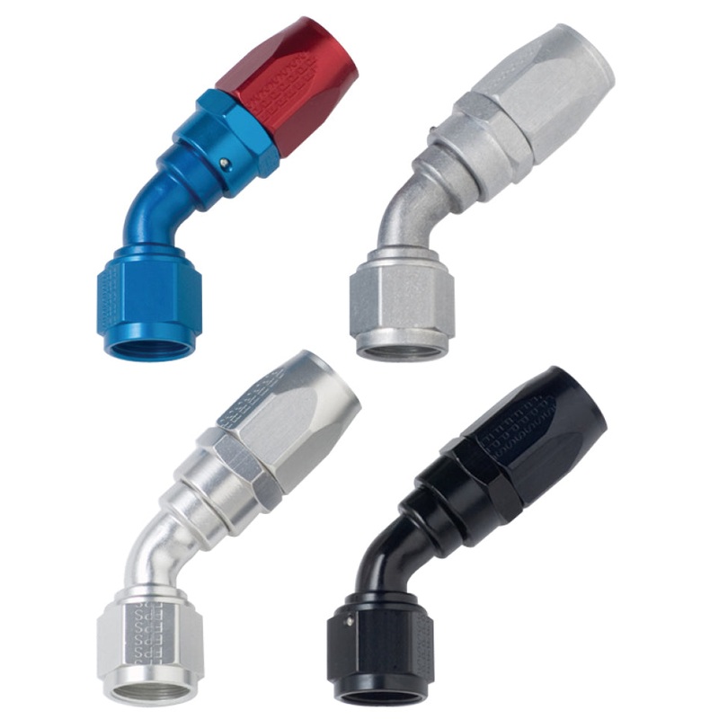 Fragola -6AN x 45 Degree Power Flow Hose End – Blue/Red