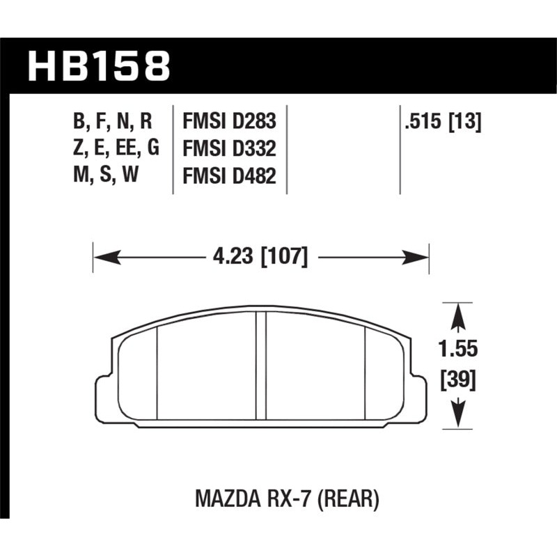 Hawk 86-95 Mazda RX-7 Performance Ceramic Street Rear Brake Pads