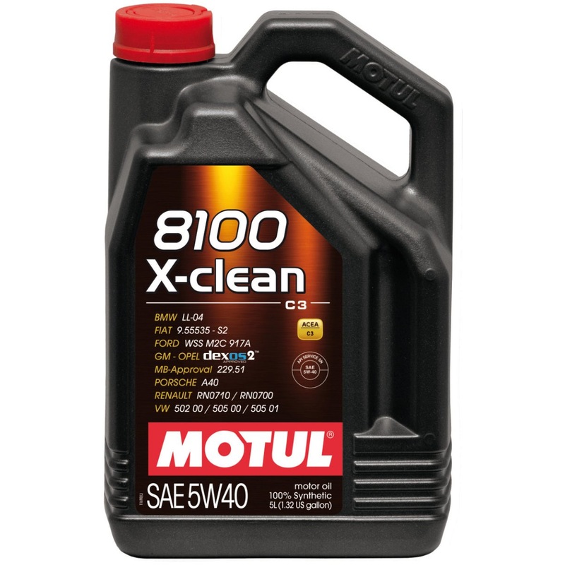 Motul 5L Synthetic Engine Oil 8100 5W40 X-CLEAN C3 -505 01-502 00-505 00-LL04 – Case of 4