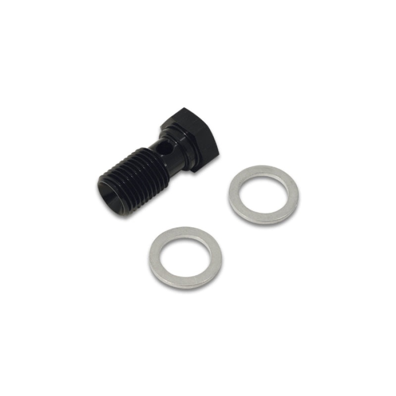 Vibrant Aluminum Banjo Bolt w/2 Washers Male 16mm x 1.5 Bolt, 24mm long bolt – Anodized Black