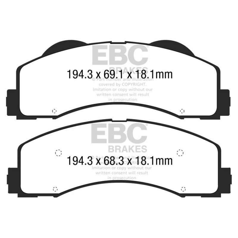 EBC 15+ Ford F150 2.7 Twin Turbo (2WD) Greenstuff Front Brake Pads