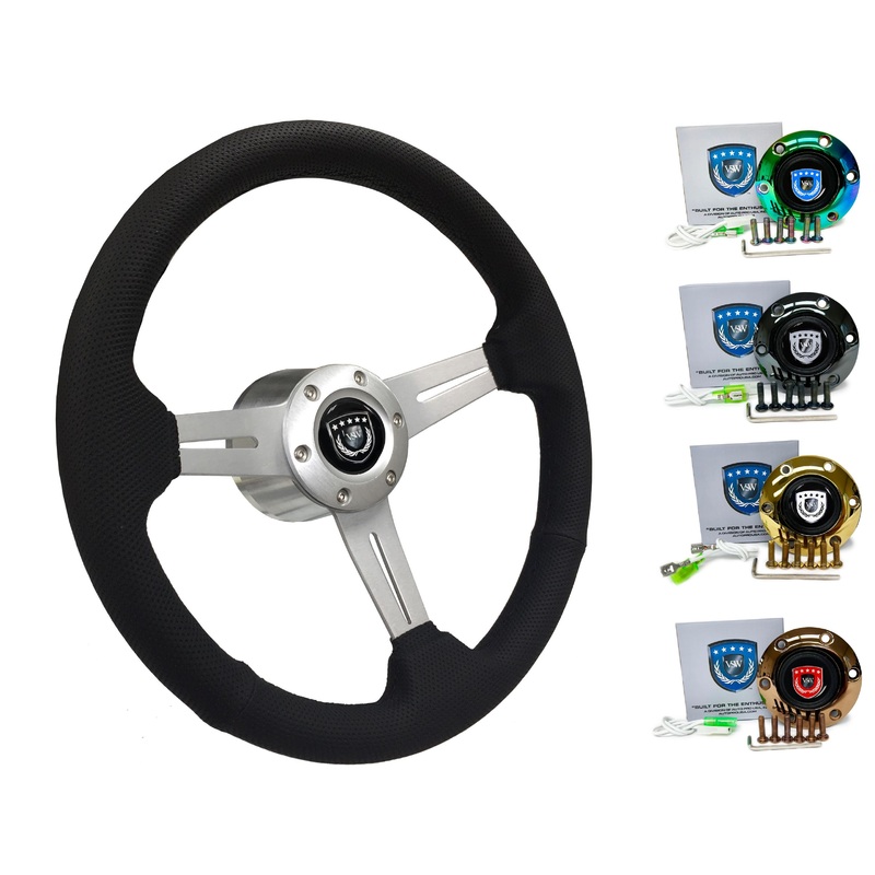 2001-17 Toyota Corolla Steering Wheel Kit | Perforated Leather | ST3587BLK-BLK