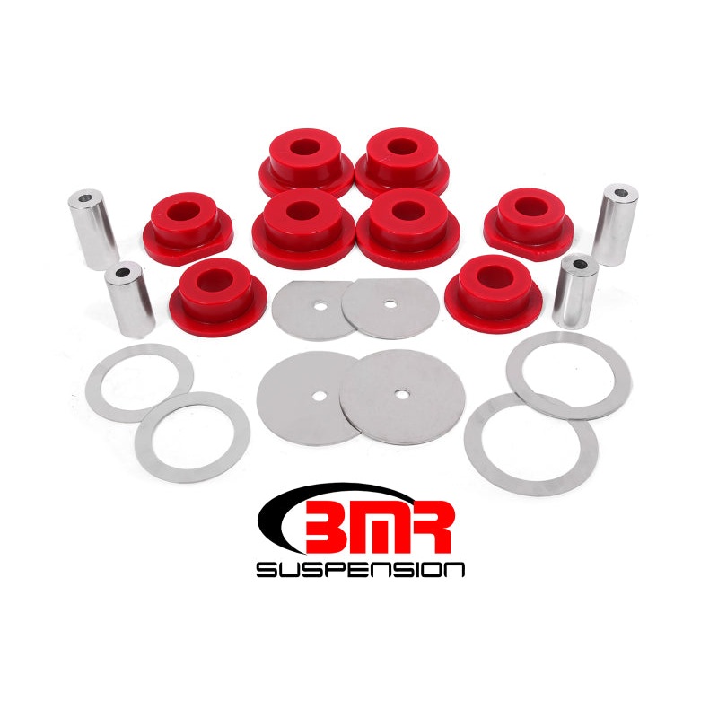 BMR 08-18 Dodge Challenger Rear Cradle Bushing Kit Polyurethane – Red