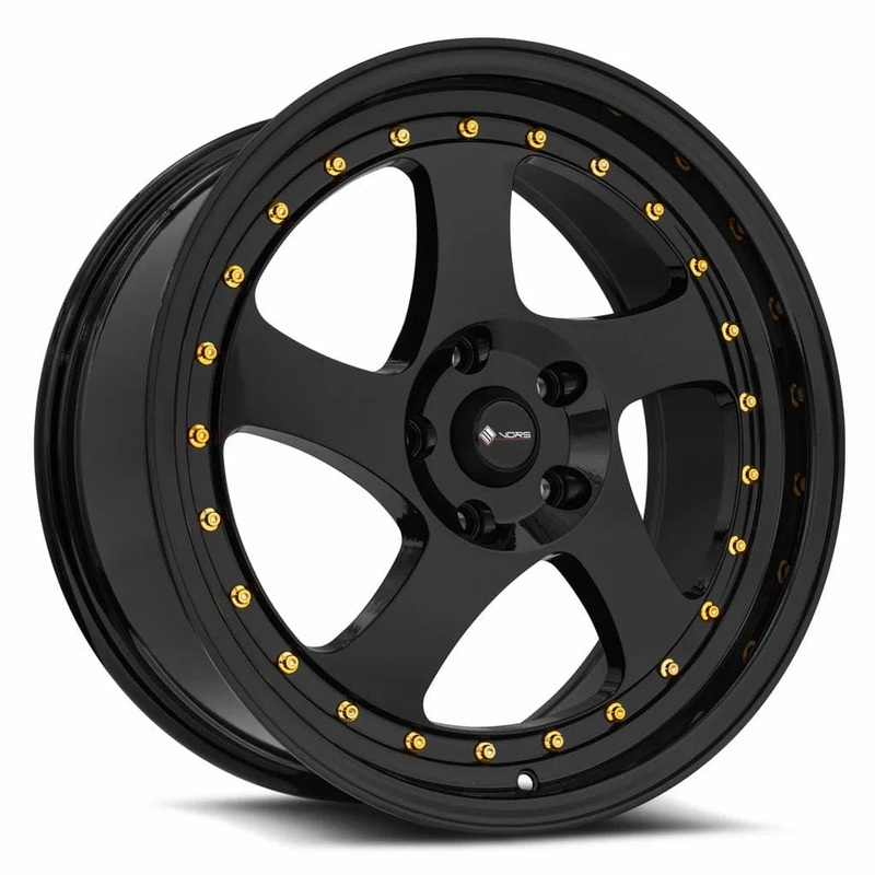 VORS VR2 15″ 4×98 All Black Gold Rivet
