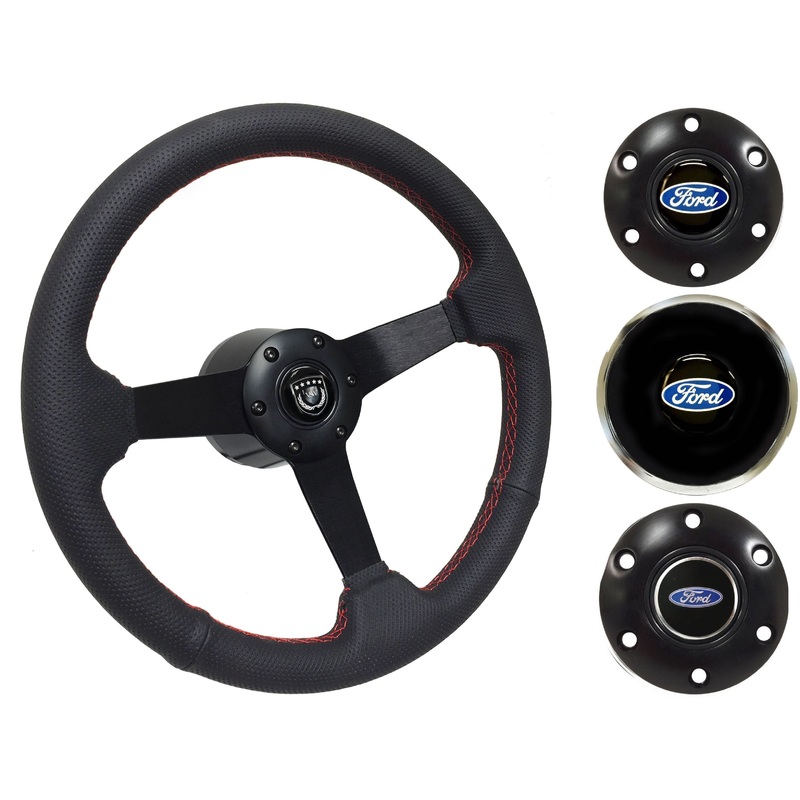 1967-69 Ford Galaxie Steering Wheel Kit | Perforated Black Leather | ST3602BLK