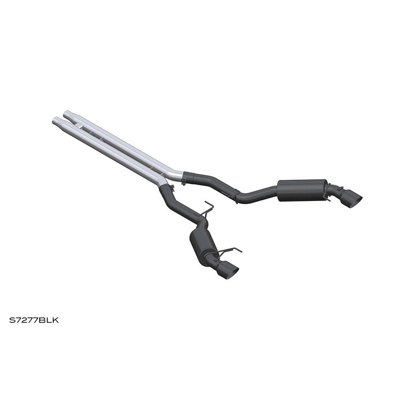 MBRP 3″ Cat Back Dual Split Rear Street Version 4.5″ Tips Black Coated | 2015-2017 Ford Mustang GT (S7277BLK)