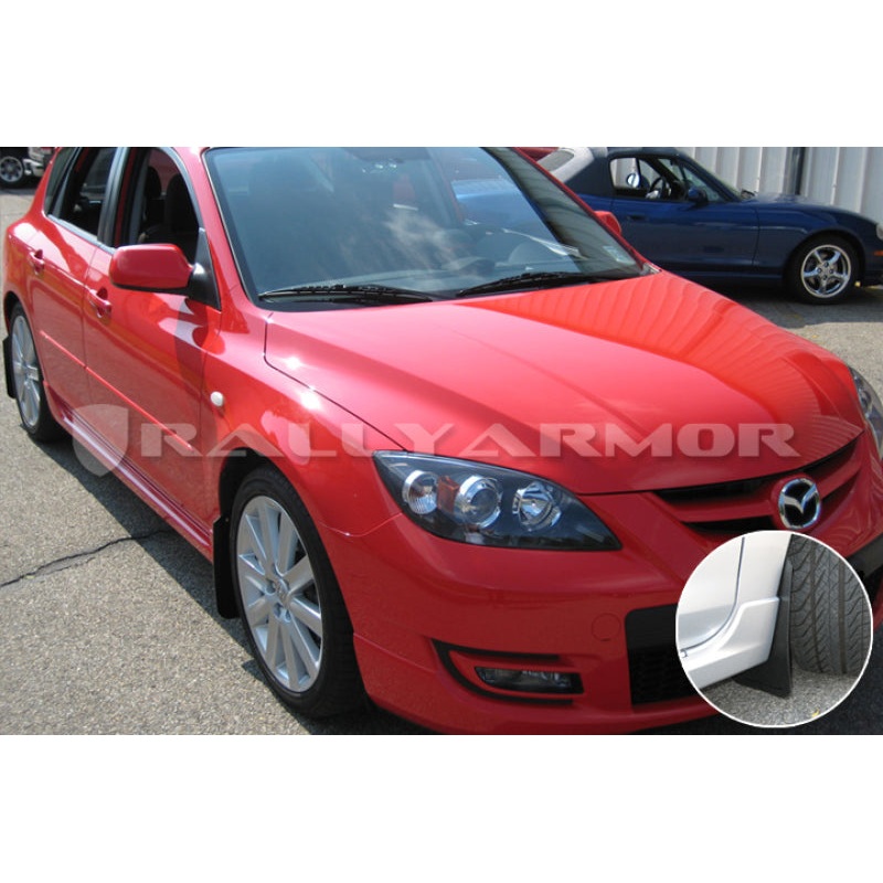 Rally Armor Basic Mud Flaps Black Logo Mazda Mazdaspeed3 2007-2009 | MF9-BAS-BLK