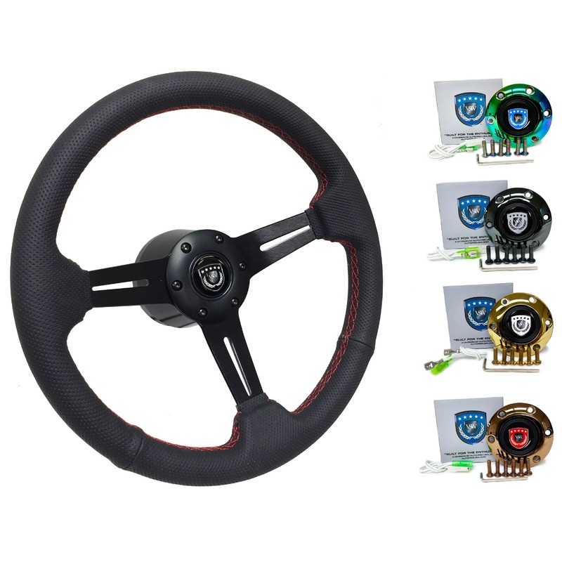 1990+ Nissan 300ZX Steering Wheel Kit | Perforated Black Leather | ST3586RED