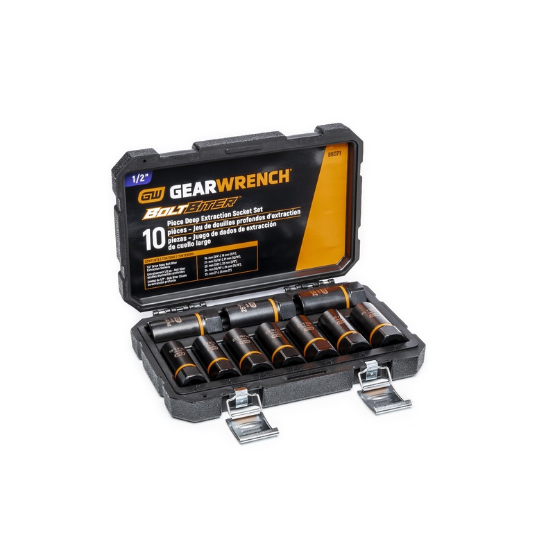 Gearwrench Bolt Biter 10 Piece Impact Extraction Socket Set 1/2 Drive Deep | 86071