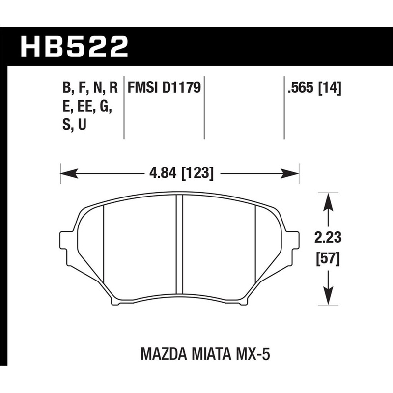 Hawk DTC-60 Brake Pad for Mazda Miata MX-5 – Front (HB522G.565)