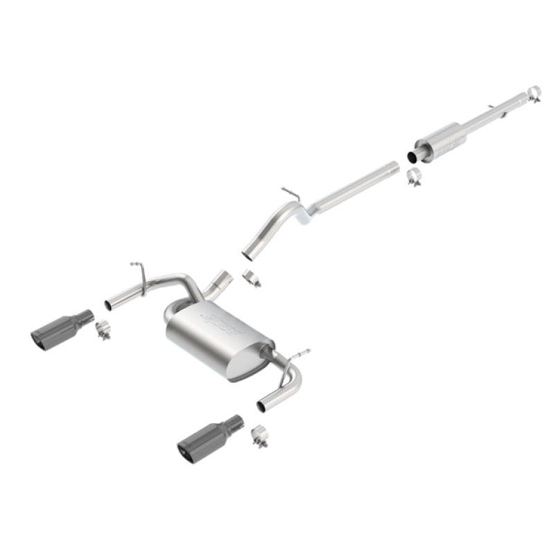 Borla 12-18 Jeep Wrangler 3.6L AT/MT 4DR 4WD S SQ RL AC SR 2.5in 2in TIP 3.5inx3.28in Black Chrome