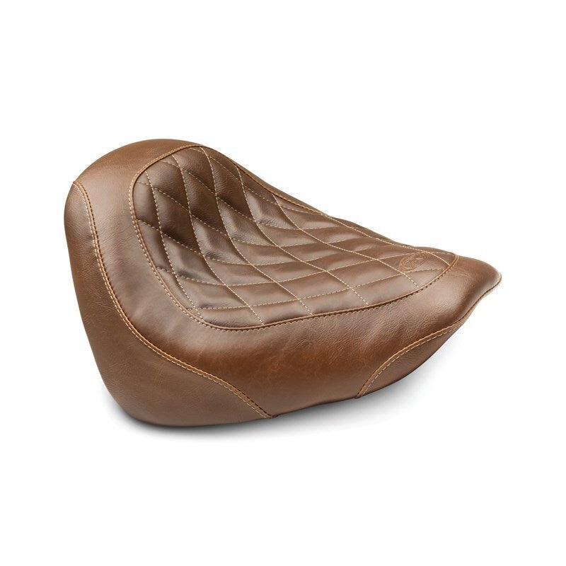 Mustang 18-21 Harley Fat Bob Wide Tripper Solo Seat Diamond Stitch – Brown
