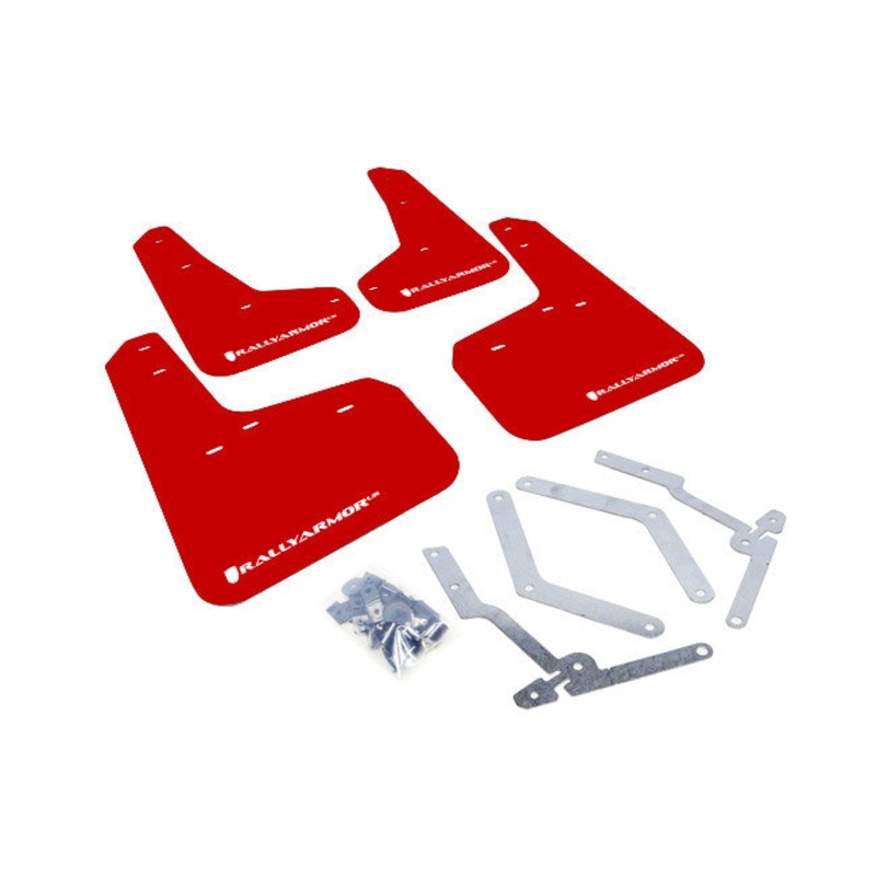 Rally Armor 2012-17 Ford Focus, ST & 2016+ RS Red Mud Flap White Logo
