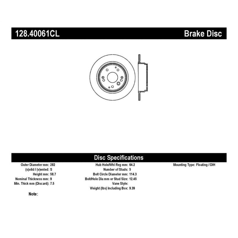 StopTech 03-11 Acura TL / Honda Element Left Rear Sportstop Cryo Sport Drilled Rotor