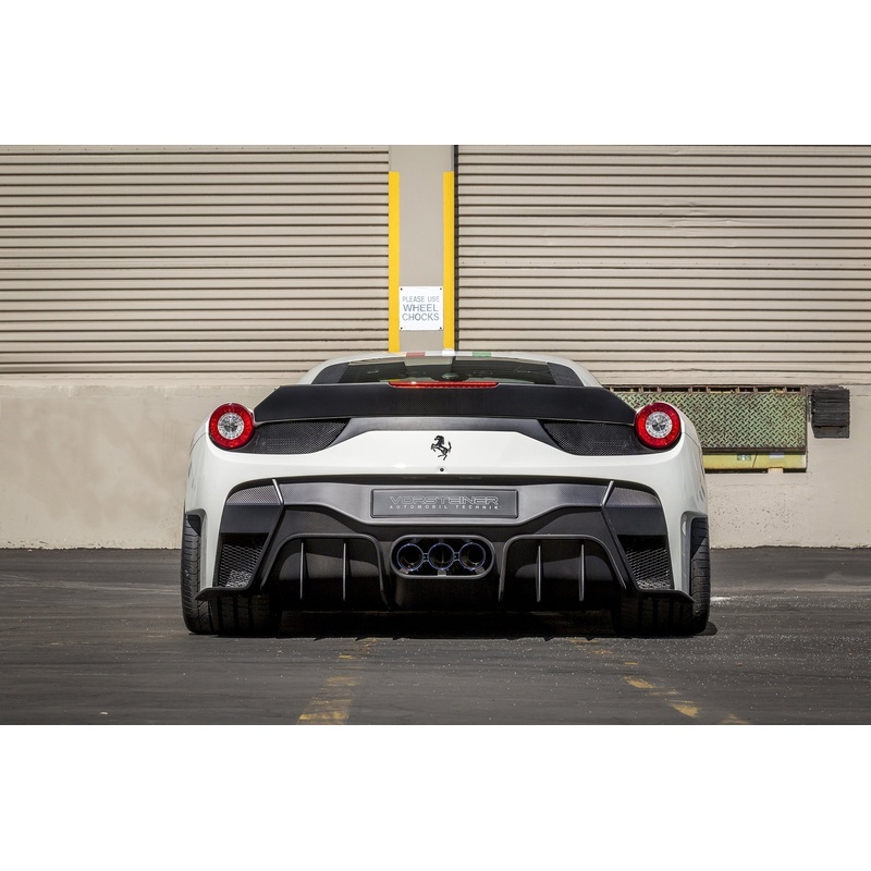 Vorsteiner Ferrari 458 Italia 458-VX Aero Rear Bumper w/ Rear Diffuser Carbon Fiber PP 1X1 Glossy